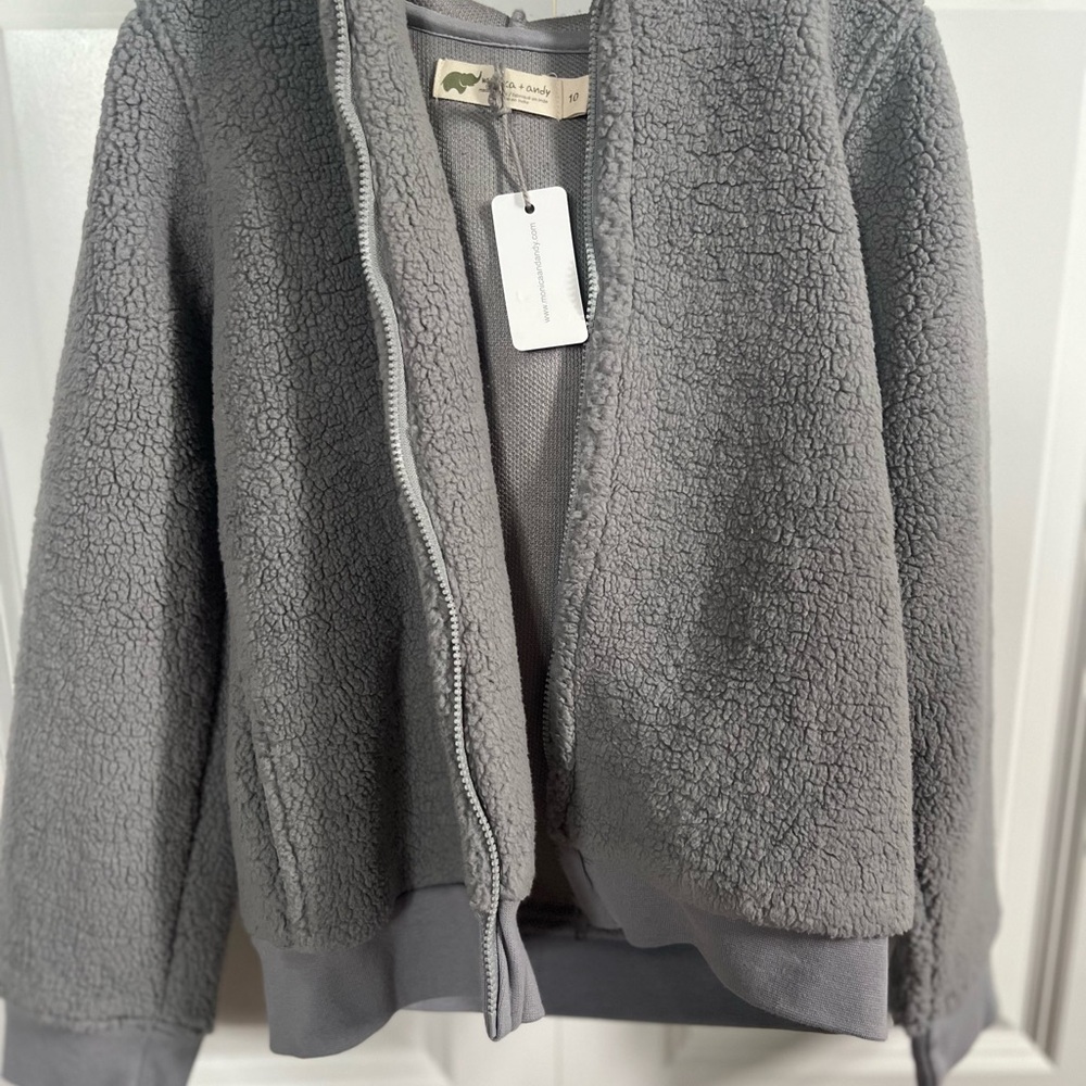 Monica and Andy Cozy Gray Sherpa Jacket 10y